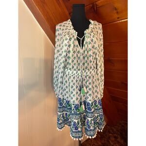 Playa Lucila Blue and Green Floral Mini Dress Revolve sz XL